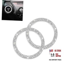WZP 2PCS Bling Push to Start Button Cover, Crystal Rhinestone Engine White