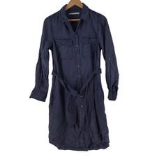 Target Dress Womens 10 Blue Lyocell Collared Belted Shirt Knee Length 129586