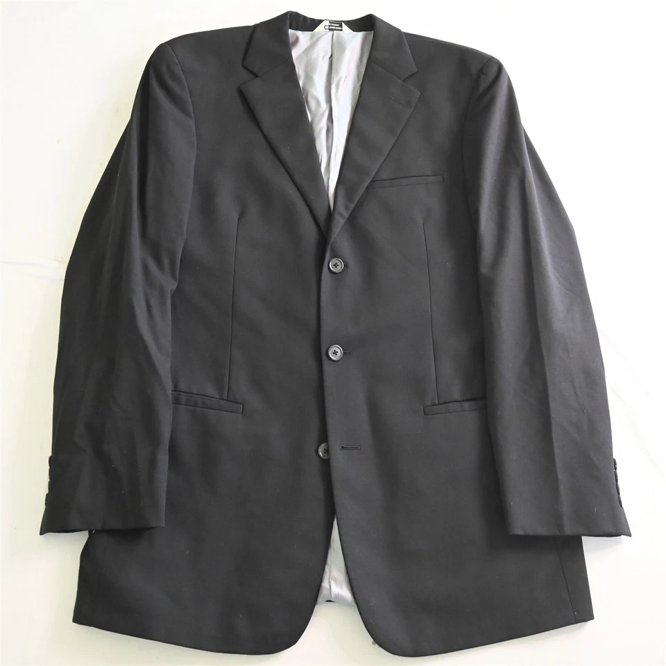 Wilke Rodriguez 42L 34x32 Negro Lana Hombre Chaqueta Pantalones Traje Foto 2 de 4