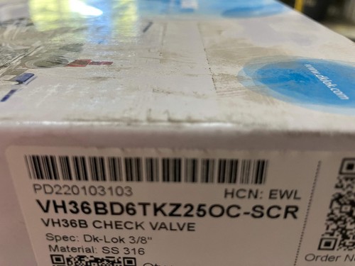 VALVOLA DI CONTROLLO DK-LOK VH36BD6TKZ25OC-SCR 3/8" ACCIAIO INOX **VENDUTA SINGOLARMENTE - Foto 4 di 5