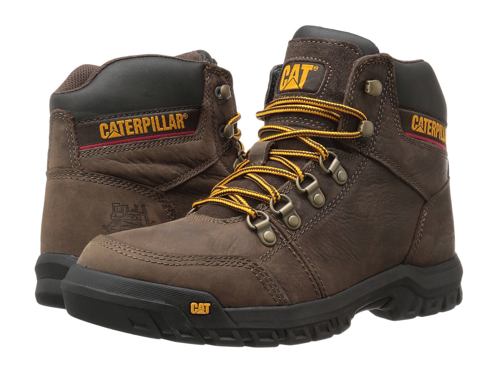 Men Caterpillar Outline Soft Toe Work Boot P74087 Seal Brown 100&percnt; Authentic New