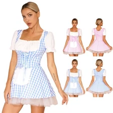 Women French Maid Cosplay Uniform Costume Apron Crossdress Dress Outfit Clubwear