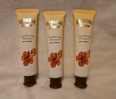 Hawaiian Tropic Conditioning Shampoo Silky Coconut Lot of 3 New 1.35 fl oz 40ml