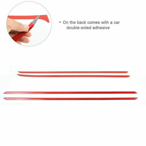 Cubierta decorativa de tira de puerta roja de fibra de carbono para Dodge Charger 2015+ accesorios - Imagen 10 de 10