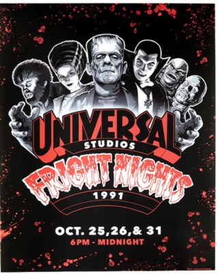 Universal Studios Florida Fright Nights 1991 Universal Monsters Poster 20 x 16 - eBay