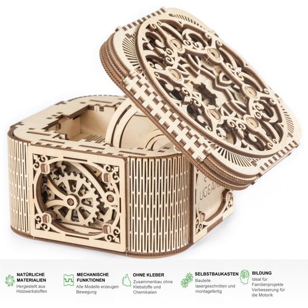 Ugears Schatztruhe Schmuck Geheimfach 3D Holz Bausatz Puzzle Modellbausatz 70031-image