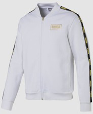  65 Puma Men's White Gold Logo Regular Fit Cotton Full Zip Track Jacket XXL
