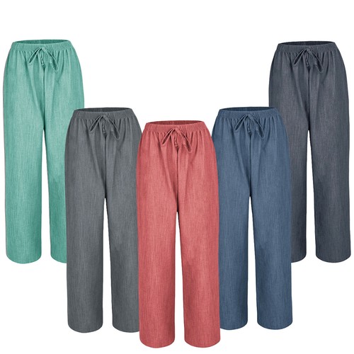 Ladies Women Pull On Summer Linen Look 