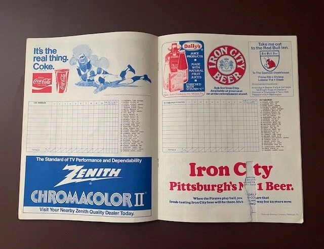 1978 PITTSBURGH PIRATES Scorebook Game Program vs Dodgers MLB Baseball Unscored - Image 2 of 4
