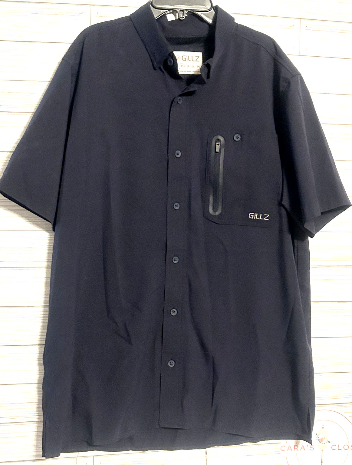Gillz Navy Fishing Shirt Mens Medium Button Up Hybrid Performance ...