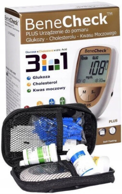 BENECHECK 3in1/ Pempa GLUCOMETER + STRIPS Cholesterol Harnsäure ZUCKER BLUT