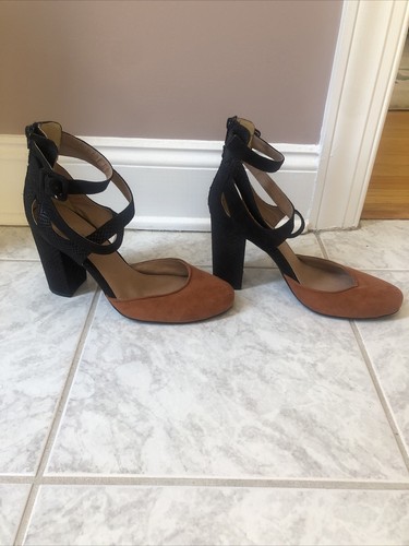 Free People Black and Brown Suede Heels