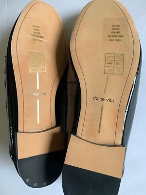 Dolce Vita Black Slip On Loafers w/ Leopard Calf Fur Silver  display picture 2