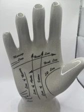 Palmistry ceramic Hand With Life Planet Lines Fortune Palm Reader Vintage