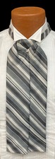 Boys Grey and White Striped Ascot Cravat Tie with Pin Formal Morning Dress