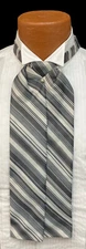 Boys Grey and White Striped Ascot Cravat Tie with Pin Formal Morning Dress