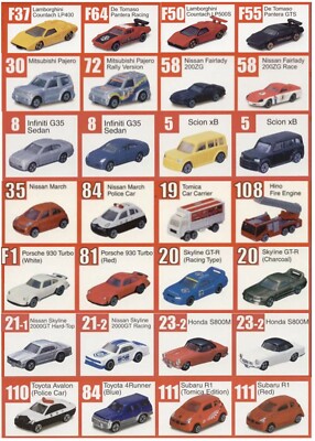 TOMY YUJIN TOMICA CAPSULE MINIATURE 1:110 SCALE MICRO VEHICLE IN BOX SERIES 1-13