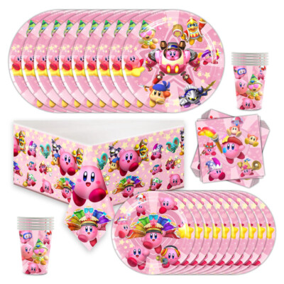 Kirby Kinder Geburtstag Partydeko set Teller Tischdecke Einwegpapierbecher