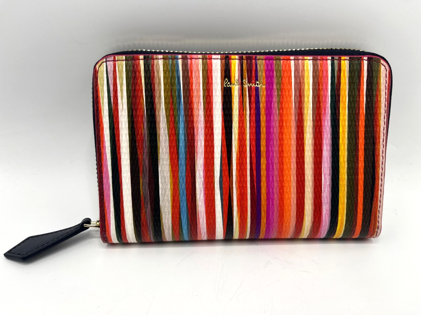 PAUL SMITH Womens Multi Stripe Swirl Leather Zip around Medium PURSE