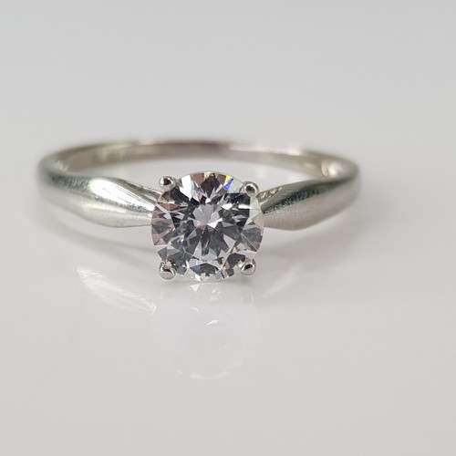 NEW Solid Sterling Silver Designer 1CT Brilliant Cut CZ Solitaire Ring Size 8 - Picture 9 of 15