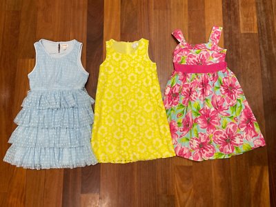 Summer Easter Dress Lot Girl 10 Sleeveless Pink Green Floral Pale Blue