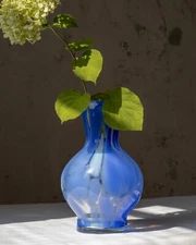 VINTAGE Murano Blue Blown Glass Vase by Neman Factory