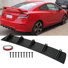 For Honda Civic Rear Lower Diffuser Bumper Lip Splitter Shark 5-Fins Gloss Black
