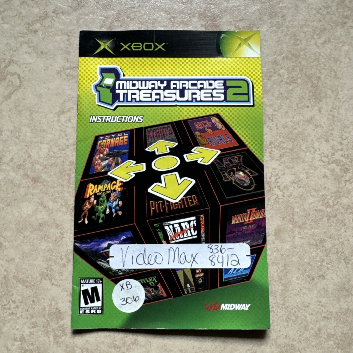 Midway Arcade Treasures 2 (Microsoft Xbox, 2004) Disc & Manual