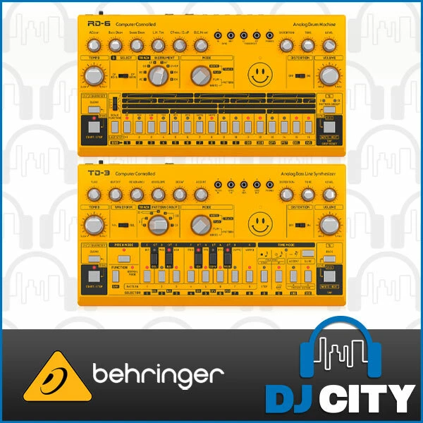 Behringer Acid Pack RD6 Drum Machine TD3 Bass Line Synth Yellow