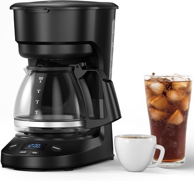 5-Cup Drip Coffee Maker with 24H Programmable Timer, Delay Brew, Keep Warm Plate