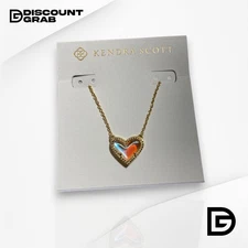 Kendra Scott 14k Gold Dichroic Glass Ari Heart Pendant Necklace Jewelry