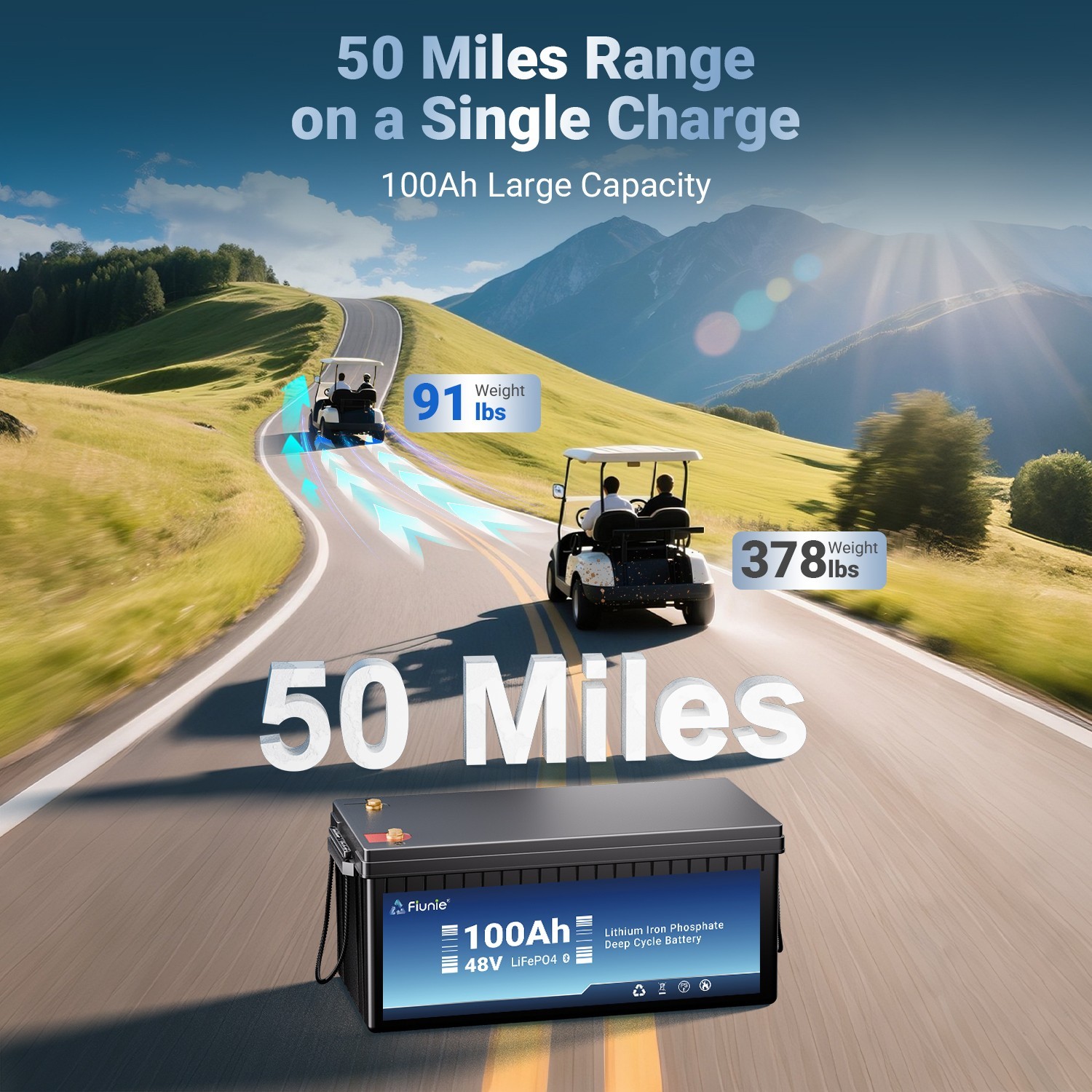 10.24kWh LiFePO4 48V 100Ah Lithium Golf Cart Battery For Club Car EZGO YAMAHA