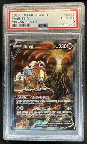 2023 Pokemon SWSH Crown Zenith Entei V Galarian Gallery #GG36/GG70 PSA 10