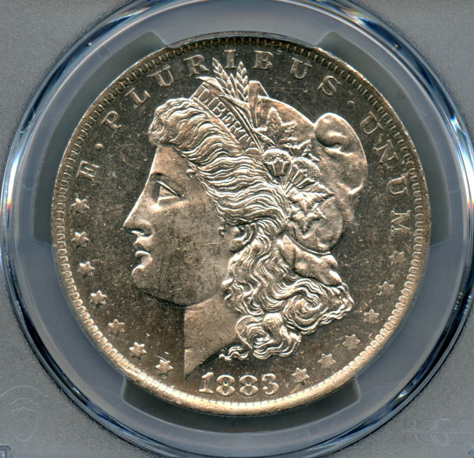 Dólar de plata O Morgan 1883 graduación profesional MS 62 DMPL a prueba de espejo profundo como Foto 3 de 4