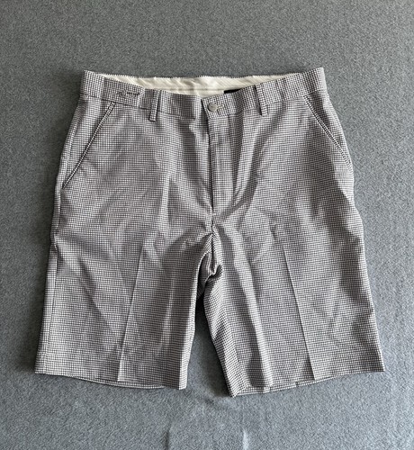 Greg Norman Golf Bermuda Shorts Navy Blue Black Check Print Size Men's 34 - Picture 1 of 14