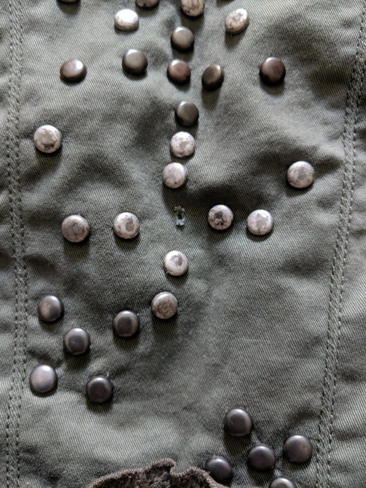 Miss Me Y2K Studded Picasso Women's Military Style Jacket Size S Dark Green - Image 2 of 4