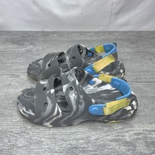 Crocs Unisex Classic All Terrain Sandals Kids Size J5 Gray Marbled Slide