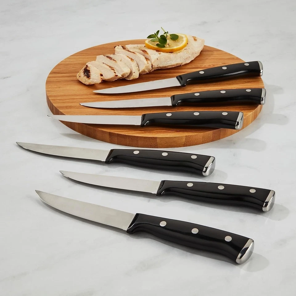 Juego de 6 cuchillos para carne de acero inoxidable de alto carbono, цвет негро - Изображение 2 из 4