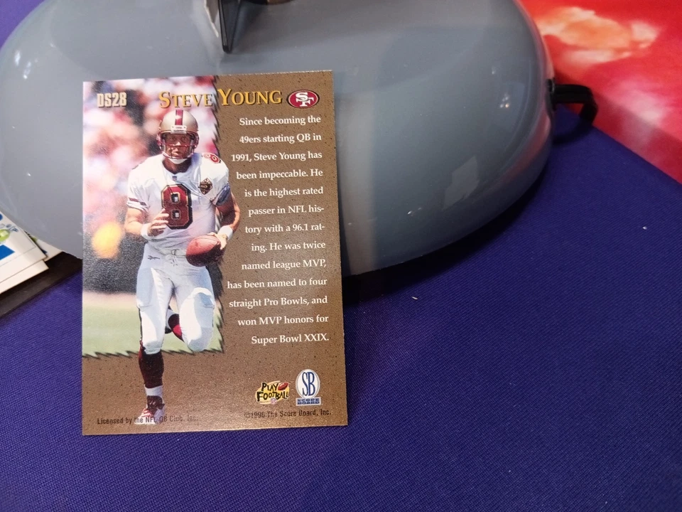 1996 steve young PRO LINE STRETCH DRIVE GOLD SILVER FOIL SIGNATURE ERROR  RARE - Image 4 of 4