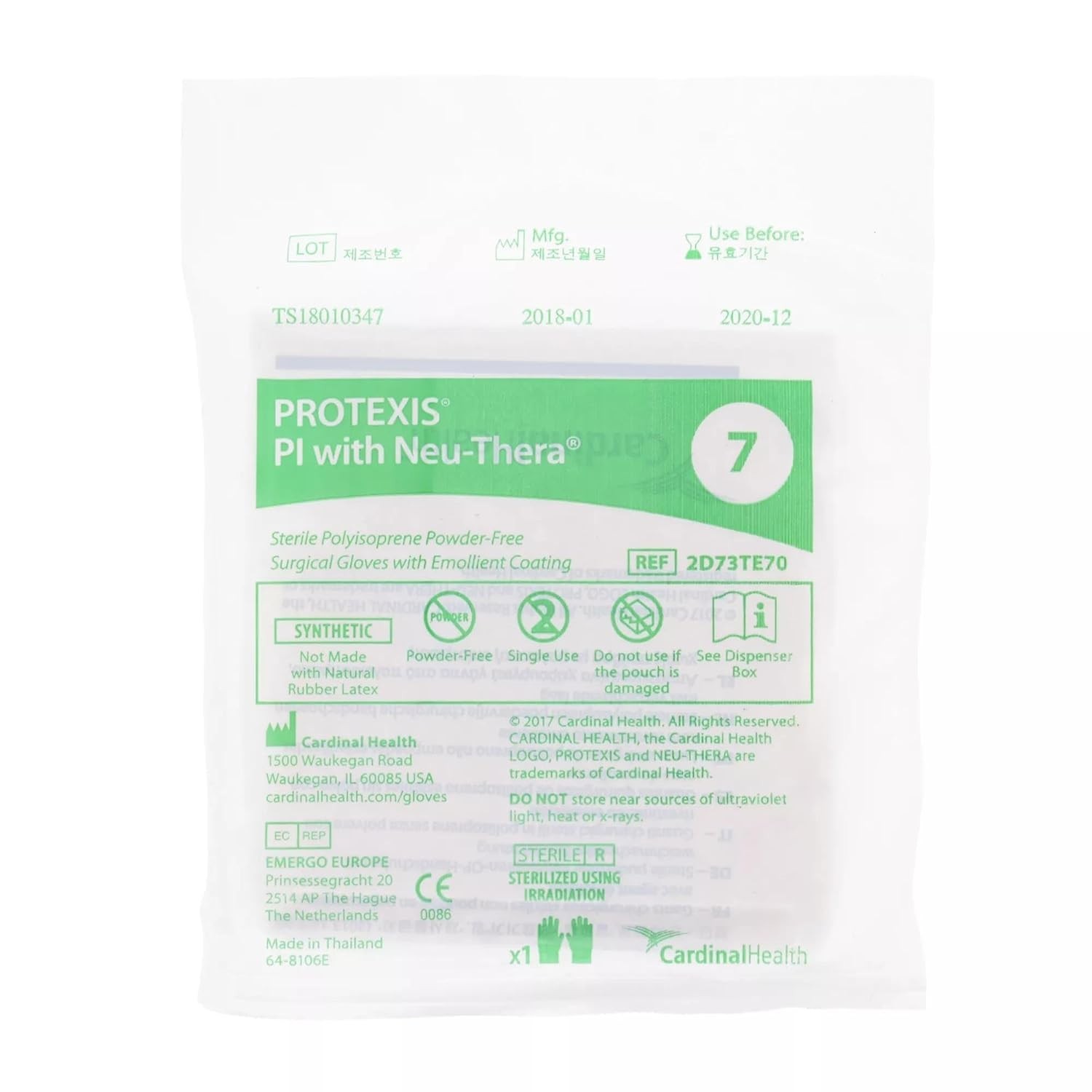 Cardinal Health Protexis PI with Neu-Thera Sterile Surgical Gloves SIZE 7 (200x)