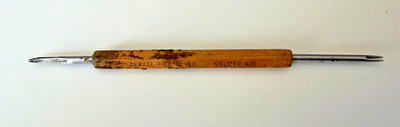 Vintage Claude Michael Solder Aid Tool Double End Fork Spade Wood Handle Solder