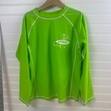 Coastalista Wisconsin Rash Guard Boys Large Green Stick Figure Graphic Stretch