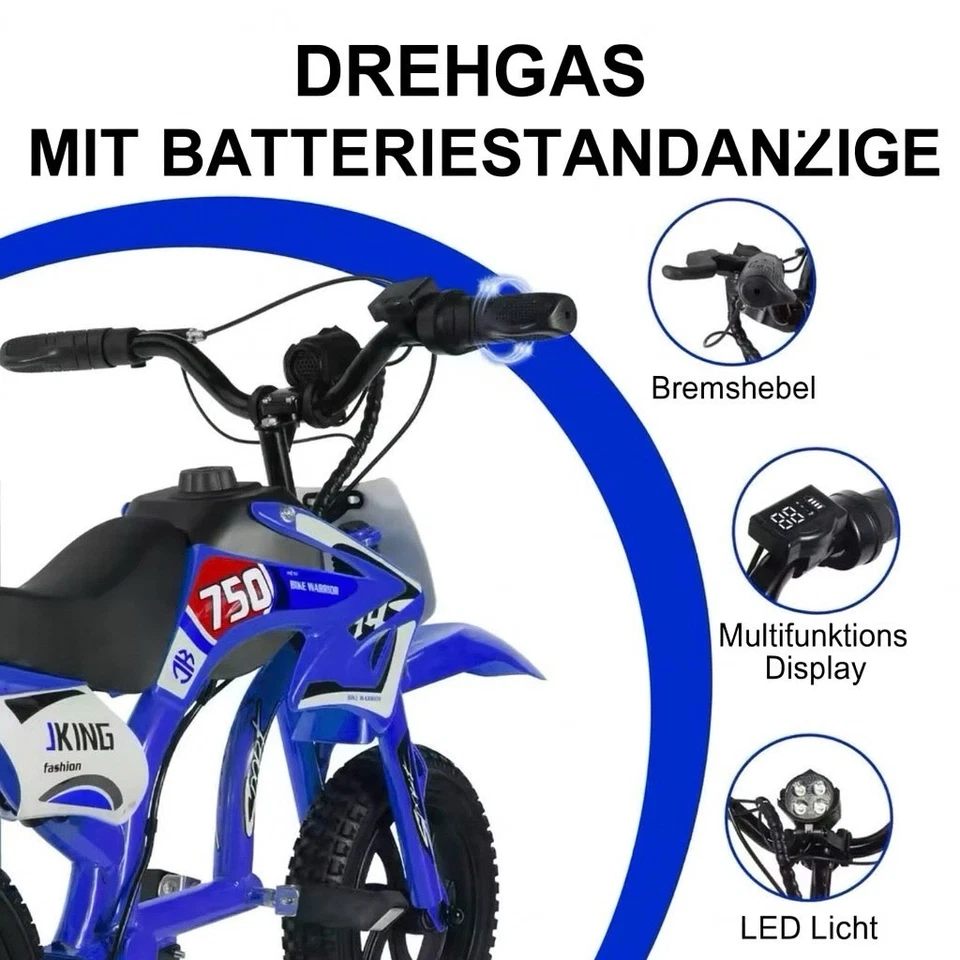 Kinder Elektrofahrrad E Bike 12 Zoll 200W Motor  25km/h E Motorrad Elektrisch - Bild 4 von 4