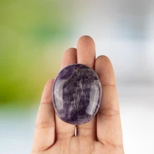 Amethyst Crystal Palm Stone for Anxiety Relief, Polished Stone, Spiritual Gift