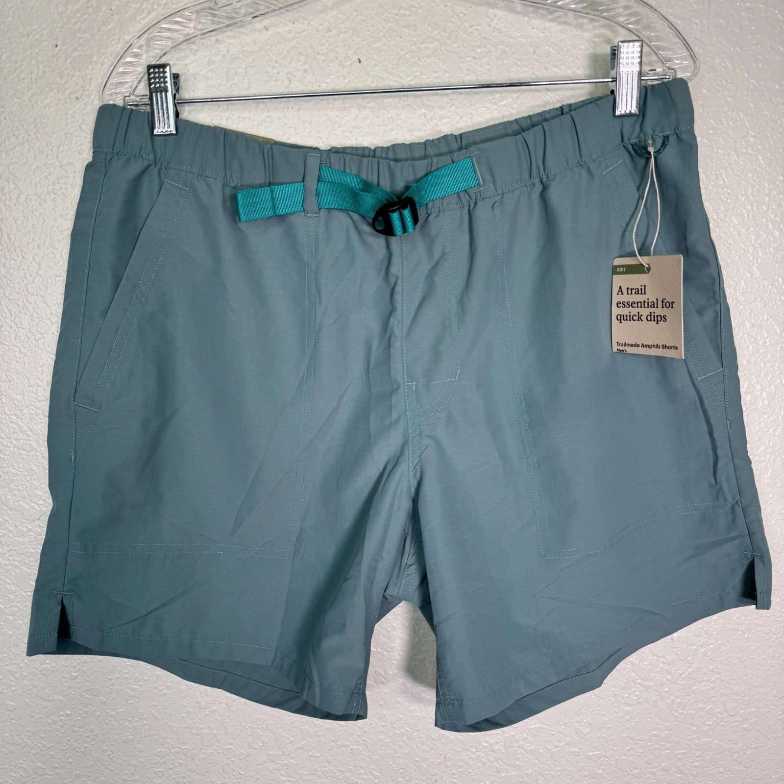 REI Trail Made Amphib Shorts Mens Medium Belted Ripstop Hiking Swim Tundra Teal
Opens in a new windo