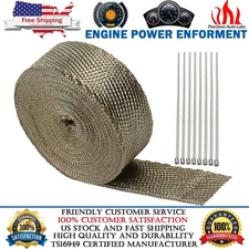 2" x50ft Roll Titanium Header Turbo Pipe Manifold Exhaust Heat Wrap Tape 10 Ties