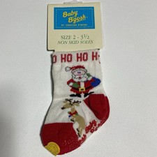 Vintage 1997 Oshkosh B'gosh socks infant 3-9 mo Holiday Christmas Santa Reindeer