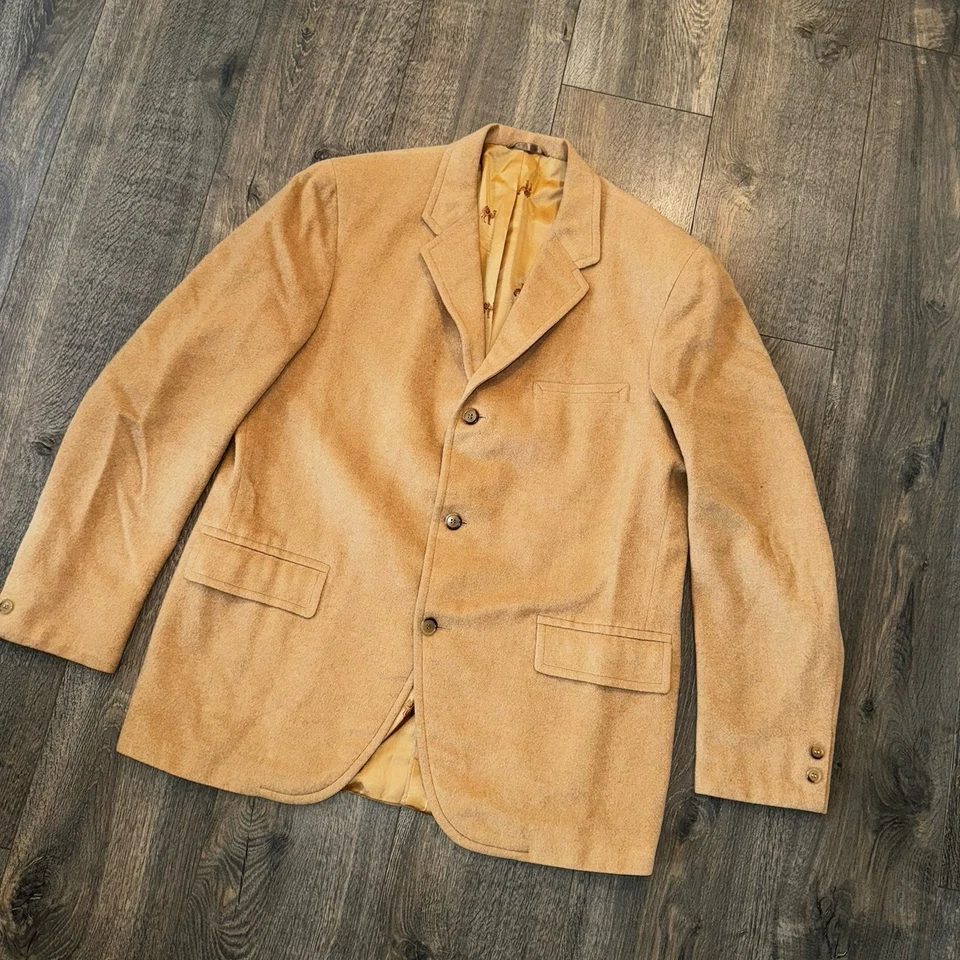 Blazer de Colección Cabello Camel 42R Bronceado Cabello Camel Abrigo Deportivo Chaqueta Falta Puño Botón Foto 2 de 4