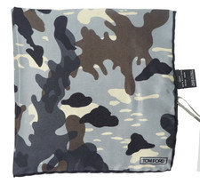 NWT TOM FORD Grey Yellow Brown Camouflage Silk Pocket Square Italy 15.5"