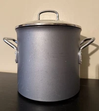 Calphalon 8 QT 808 Stock Pot Commercial Aluminum Cookware Glass Lid Cover